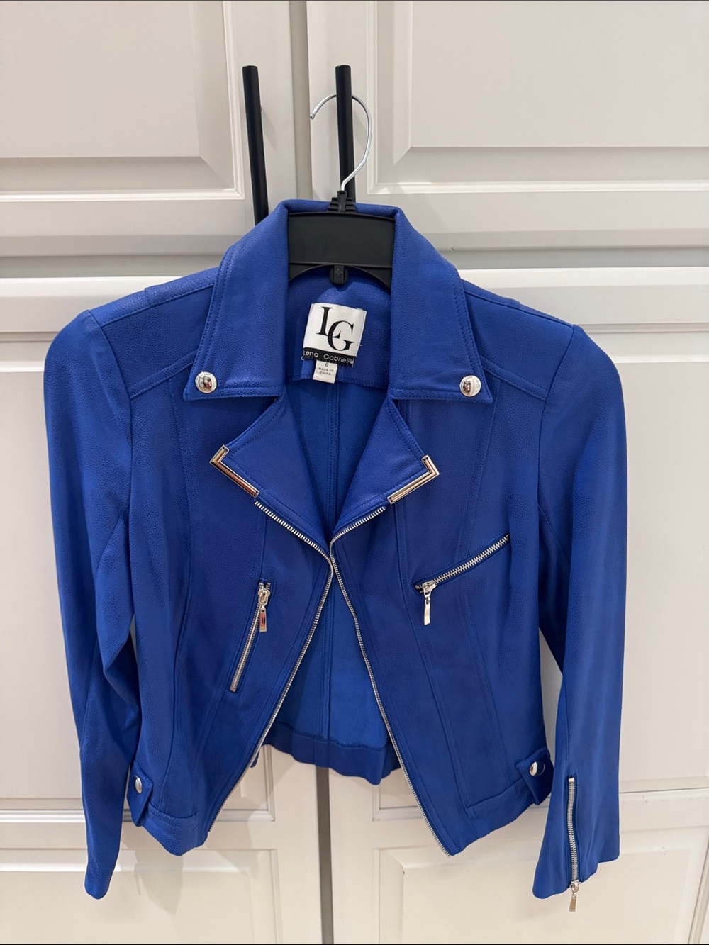 GG Collection Royal Blue Asymmetric Moto Jacket
